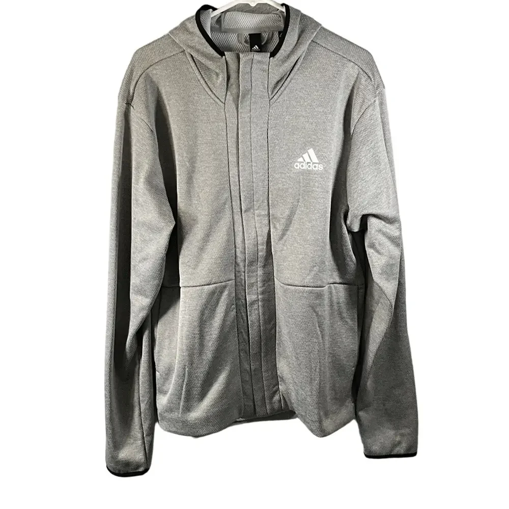 Adidas Men's Light Gray Performance Jacket with Hood